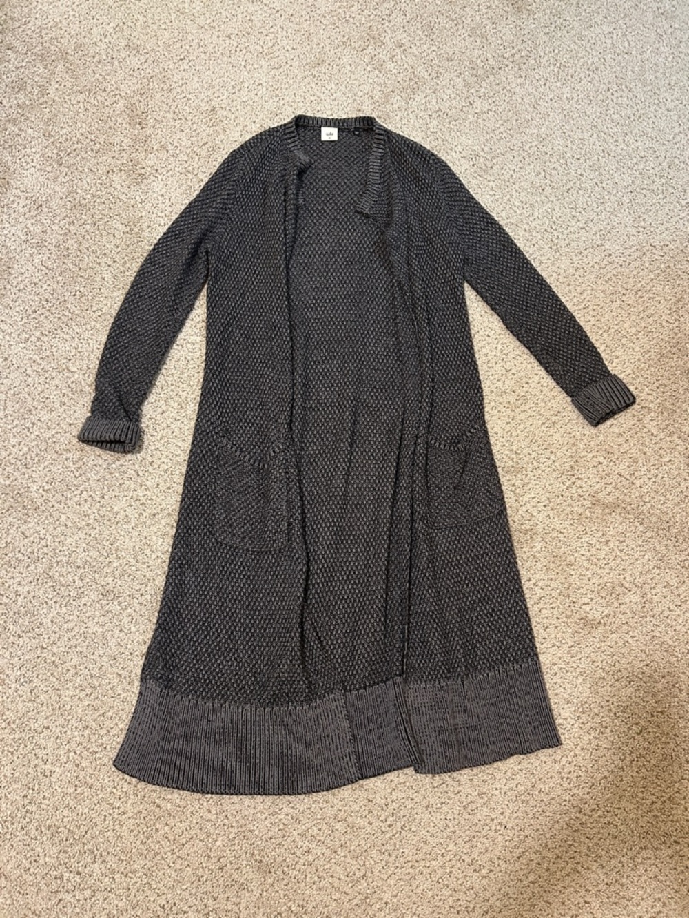 CAbi Black & Gray Marled Open Knit Cardigan
